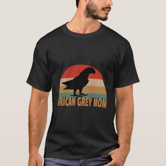 T-shirt Retro African Grey Maman Oiseau Amant Parrot Vinta (Devant)