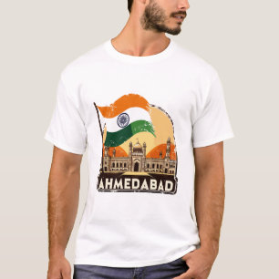 T-shirt Retro Ahmedabad Skyline City en Inde