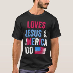 T-shirt Retro Aime Jésus Et L'Amérique Aussi 4 juillet Chr