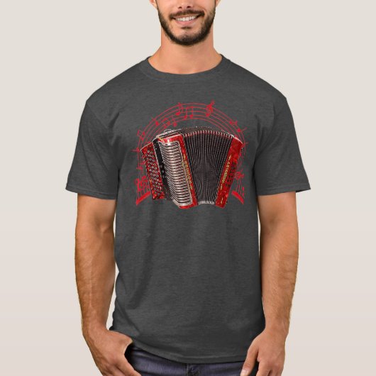 T-shirt Retro Air Accordion Player Choir Musical Men (Devant)