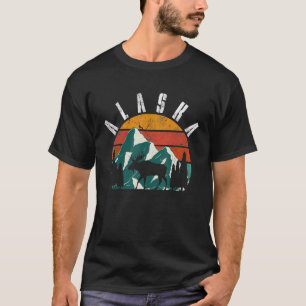 T-shirt Rétro Alaska Mountains Wildlife Moose