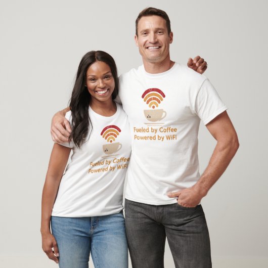 T-shirt Rétro alimenté par café, alimenté par WiFi (Unisexe)
