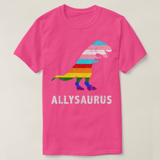 T-shirt Retro Allysaurus Dinosaur arc-en-ciel LGBT Trans G (Design devant)
