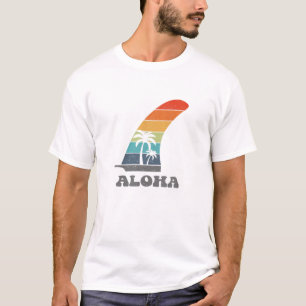 T-shirt Retro Aloha Surfboard Tee Longboard SUP Single Fin