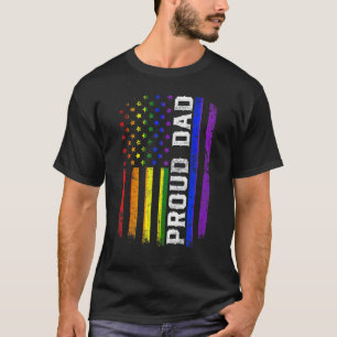 T-shirt Retro American Flag Fier Papa Lgbt Gay pride Gratu