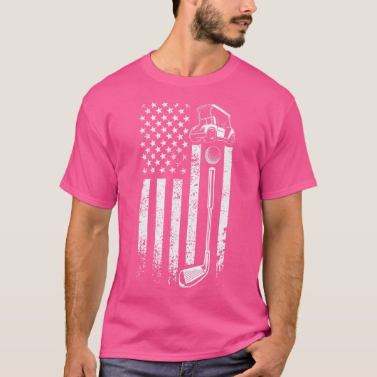 T-shirt Retro American Flag Golf - Cadeau Pour Golfer - Dr (Devant)