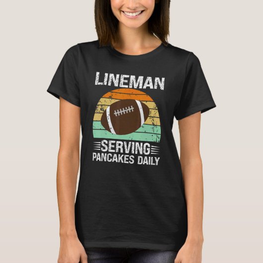 T-shirt Retro American Football Lineman Serving Pancakes D (Devant)