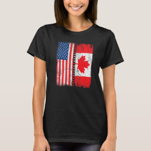 T-shirt Retro American Maple Leaf Canadian Flag America Ca