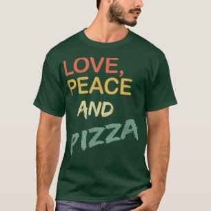 T-shirt Retro Amour Paix Et Pizza Vintagepour Femmes & Hom