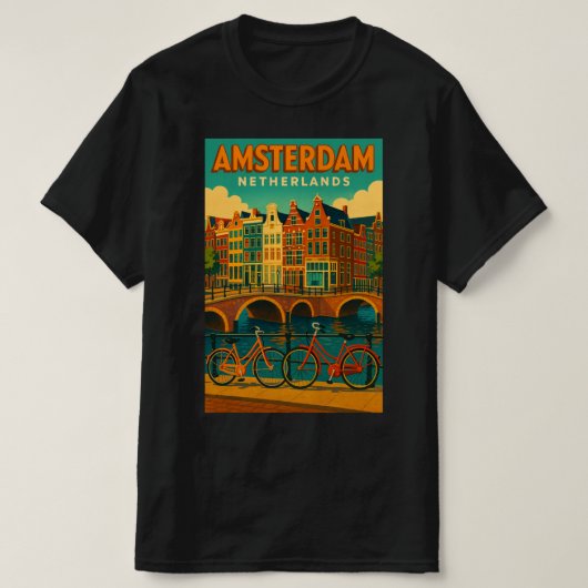 T-shirt Rétro Amsterdam Pays-Bas (Design devant)