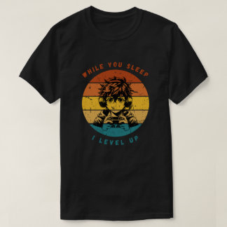 T-shirt Retro Anime Gamer "I Level Up" Tee