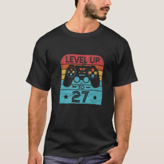 T-shirt Retro Anniversaire Jeu Vidéo 27 Ans Gamer Niveau