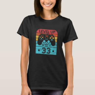 T-shirt Retro Anniversaire Jeu Vidéo 33 Ans Gamer Niveau