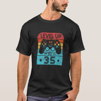 T-shirt Retro Anniversaire Jeu Vidéo 35 Ans Gamer Niveau
