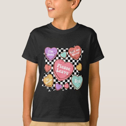 T-shirt Retro Anti Valentines Funny Valentine Candy Heart  (Devant)