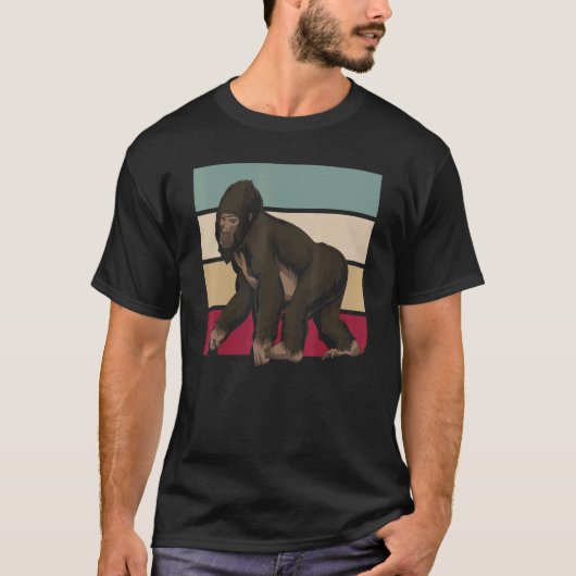 T-shirt Retro Ape Singe Zoo Animal Gorilla Gorilla (Devant)