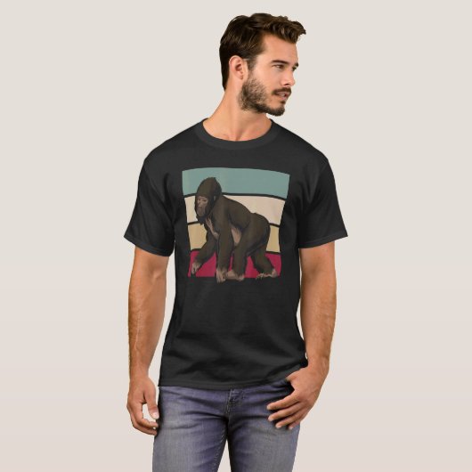 T-shirt Retro Ape Singe Zoo Animal Gorilla Gorilla (Devant entier)