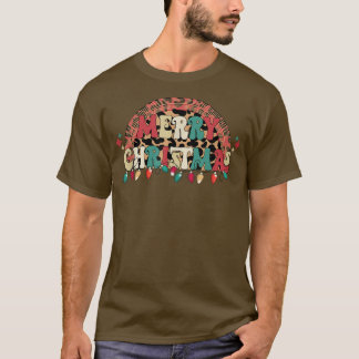 T-shirt Retro Arc-en-ciel Joyeux Noël Léopards de Noël