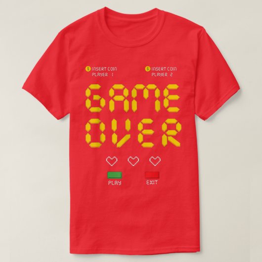 T-shirt Retro Arcade Game Over Graphic Tee Unise Adults Ki (Design devant)