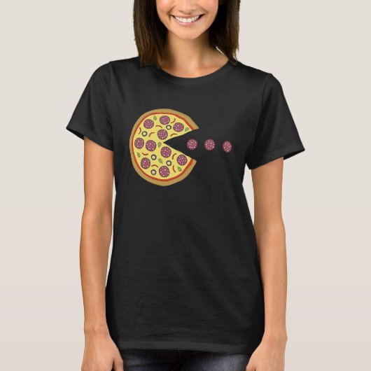 T-shirt Retro Arcade Game Pizza Salami Classique Videogam (Devant)