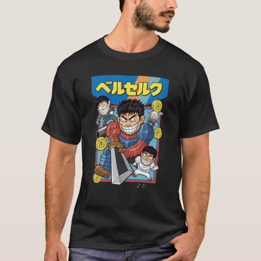 T-shirt Retro Armored Swordsman – Classic Manga Game Style (Devant)