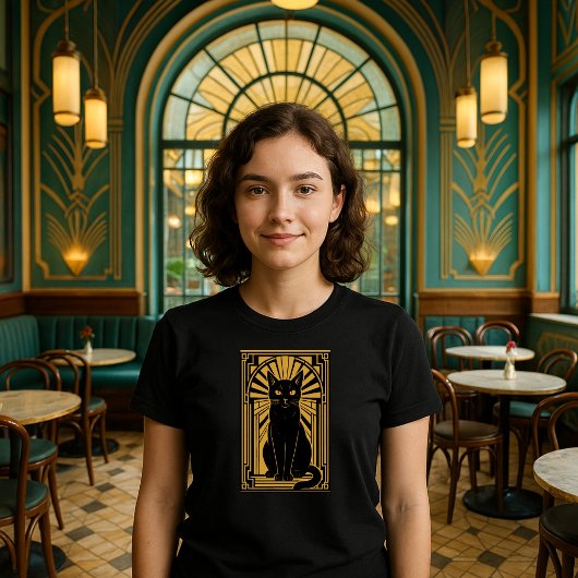 T-shirt Retro Art Deco Cat