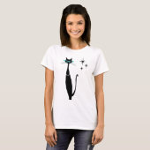 T-shirt Retro Atomique Moyen Siècle Moderne MCM Chat noir (Devant entier)