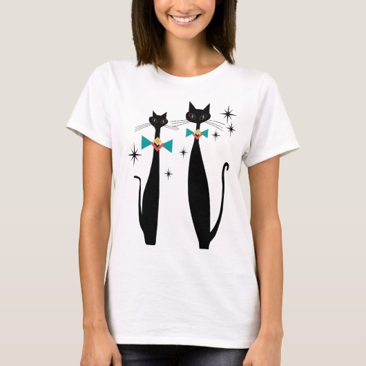 T-shirt Retro Atomique Moyen Siècle Moderne MCM Cool Chat (Devant)