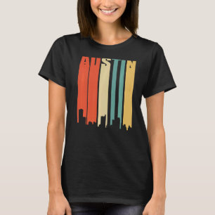 T-shirt Retro Austin Vintage Skyline Cityscape Texas Tx A