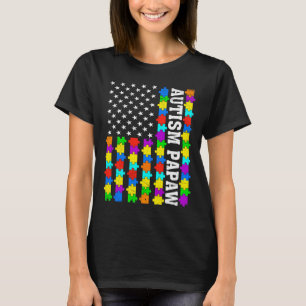 T-shirt Retro Autism Papaw American Flag Aimer Autisme Awa