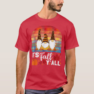 T-shirt Retro Automne Gnomes Son Yall Yall Citrouille Auto