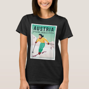 T-shirt Retro Autriche Ski Motif Avec Ski Et Pôles De Ski