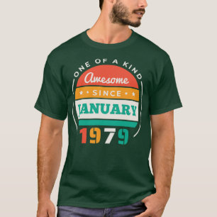 T-shirt Retro Awesome depuis Janvier 1979 Anniversaire Vin