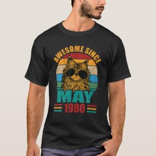 T-shirt Rétro Awesome Depuis Mai 1980 42E Anniversaire 42