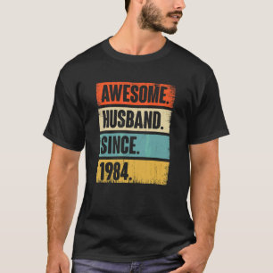 T-shirt Rétro Awesome Mari depuis 1984 38 Mariage Aniver
