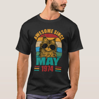 T-shirt Rétro Awesome Since May 1974 48th Birthday 48 Year