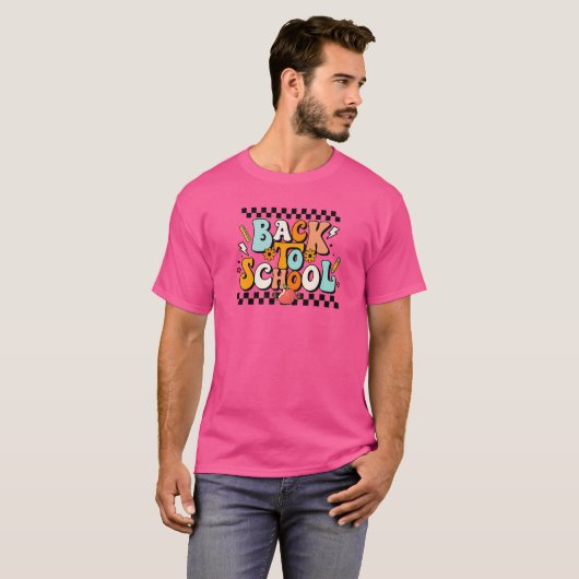 T-shirt Rétro back To School Teacher Student First Day (Devant entier)