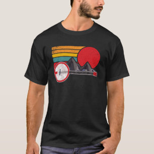 T-shirt Retro Banjo Mountains & Sun Sketch Surf Style 80 s