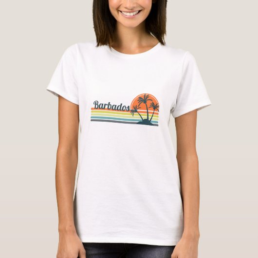 T-shirt Retro Barbados Sunset (Devant)