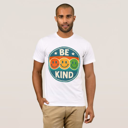 T-shirt Retro Be Kind Smiley Face (Devant entier)