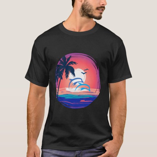 T-shirt Retro Beach Sunset 1 (Devant)