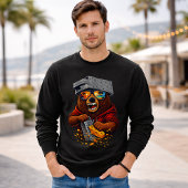 T-shirt Retro Bear With Cheese Grater Hat and Sunglasses