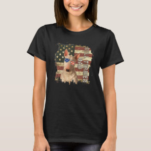 T-shirt Retro Best Bull Terrier Papa Jamais American Flag 