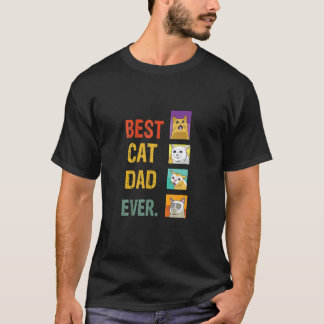 T-shirt Retro Best Chat Papa Jamais Meow Chat Kitty Chat P