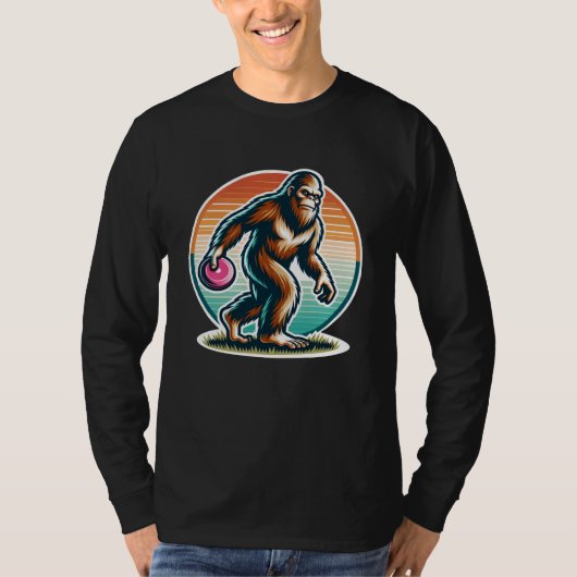 T-shirt Rétro Bigfoot Sasquatch Disk Golf (Devant)