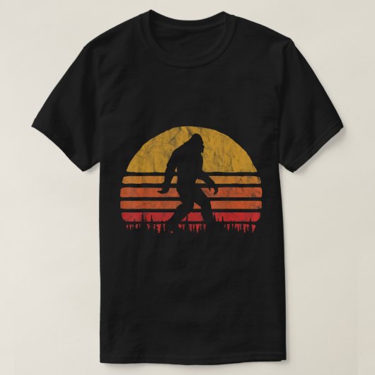 T-shirt Retro Bigfoot Sunset Design (Design devant)