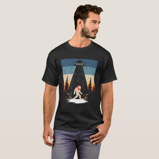 T-shirt Retro Bigfoot UFO Abduction Sasquatch Noël Sa (Devant entier)