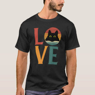 T-shirt Retro Black Cat Love