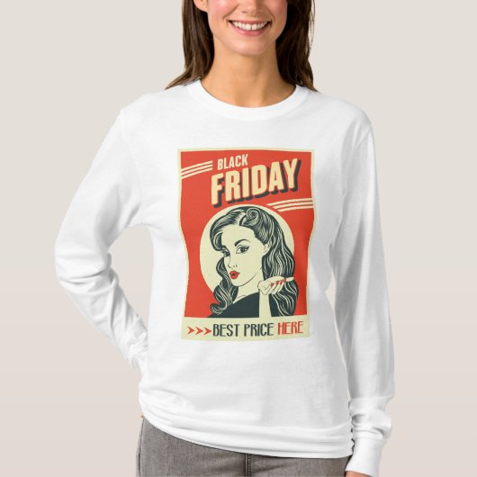 T-shirt Retro Black Friday Pop Art Pin-Up Girl (Devant)