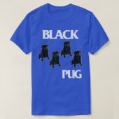 T-shirt Retro Black Pugs Funny Music and Dogs Flags Lovers (Design devant)